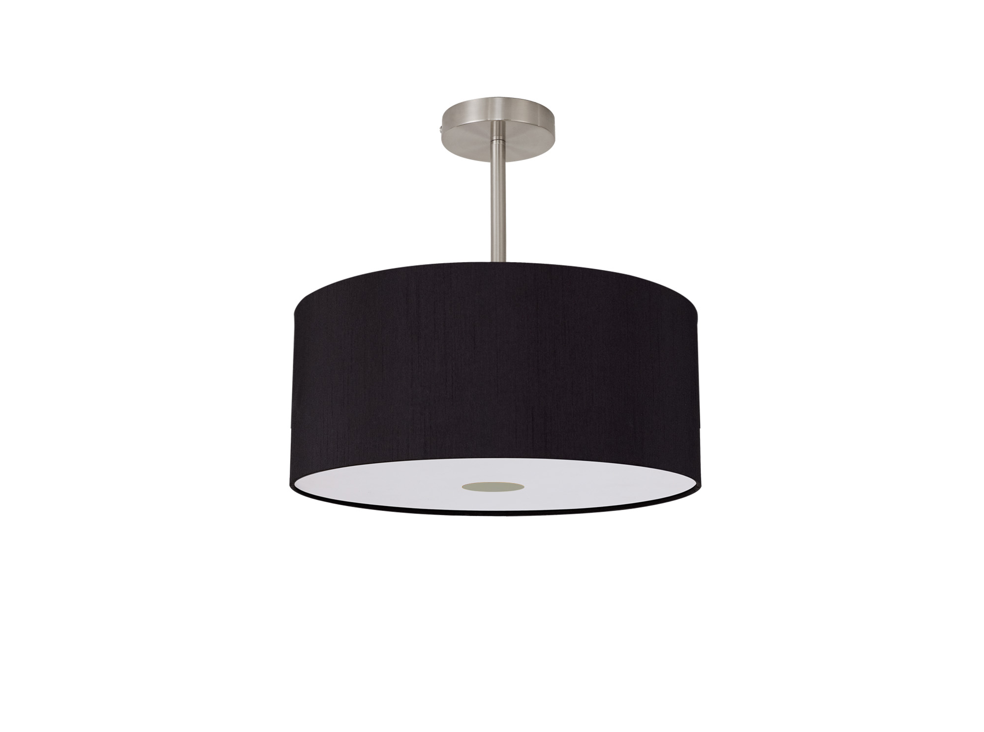 Baymont 40cm Semi Flush 1 Light Satin Nickel, Midnight Black/Green Olive, Frosted Diffuser DK0259  Deco Baymont